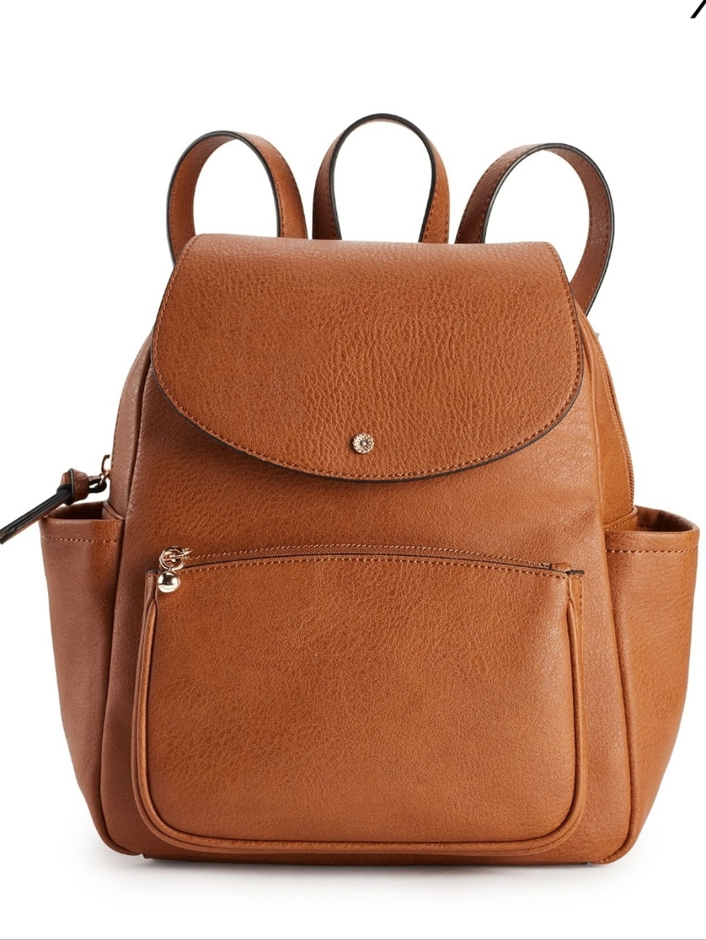 LC Lauren Conrad Tan and Cream Interior Zip Pocket Backpack